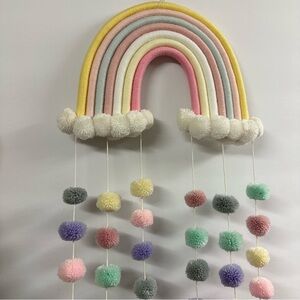 Handcrafted Hanging Decor Rainbow Pom Poms Made in Peru